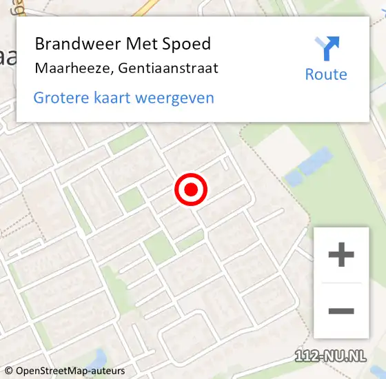 Locatie op kaart van de 112 melding: Brandweer Met Spoed Naar Maarheeze, Gentiaanstraat op 17 februari 2023 13:37