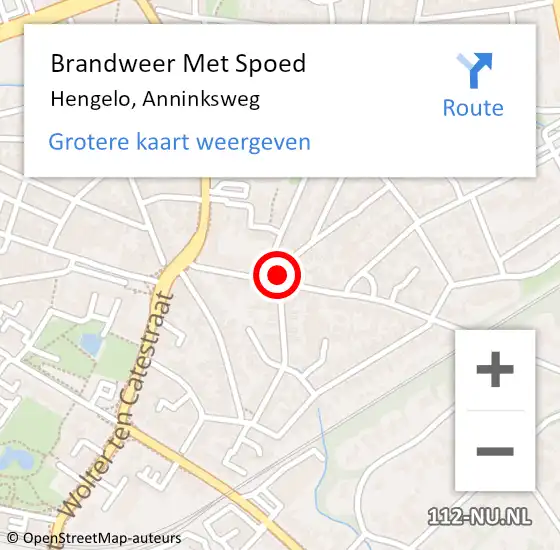 Locatie op kaart van de 112 melding: Brandweer Met Spoed Naar Hengelo, Anninksweg op 17 februari 2023 13:47