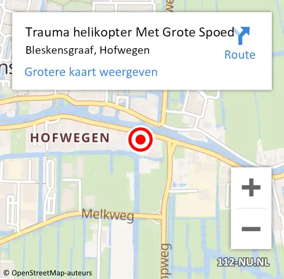 Locatie op kaart van de 112 melding: Trauma helikopter Met Grote Spoed Naar Bleskensgraaf, Hofwegen op 17 februari 2023 13:47