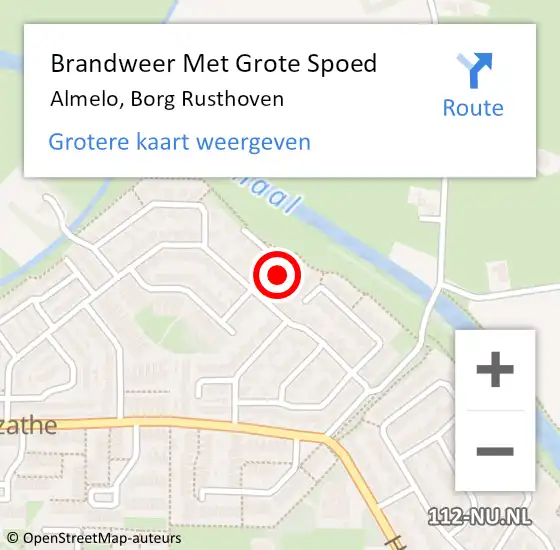 Locatie op kaart van de 112 melding: Brandweer Met Grote Spoed Naar Almelo, Borg Rusthoven op 17 februari 2023 14:08