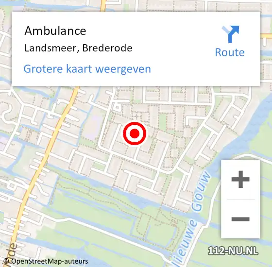 Locatie op kaart van de 112 melding: Ambulance Landsmeer, Brederode op 17 februari 2023 14:31