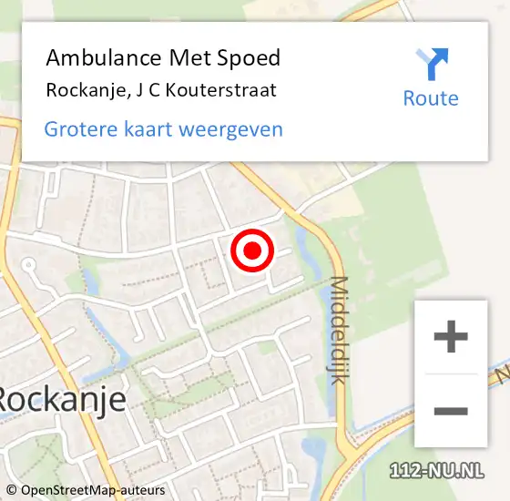 Locatie op kaart van de 112 melding: Ambulance Met Spoed Naar Rockanje, J C Kouterstraat op 17 februari 2023 14:53