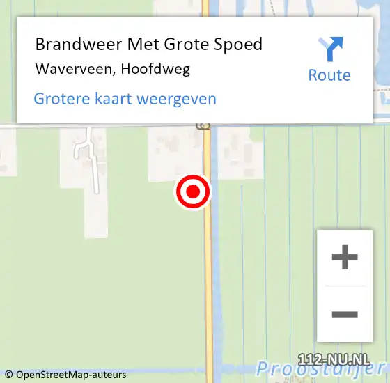 Locatie op kaart van de 112 melding: Brandweer Met Grote Spoed Naar Waverveen, Hoofdweg op 17 februari 2023 15:04