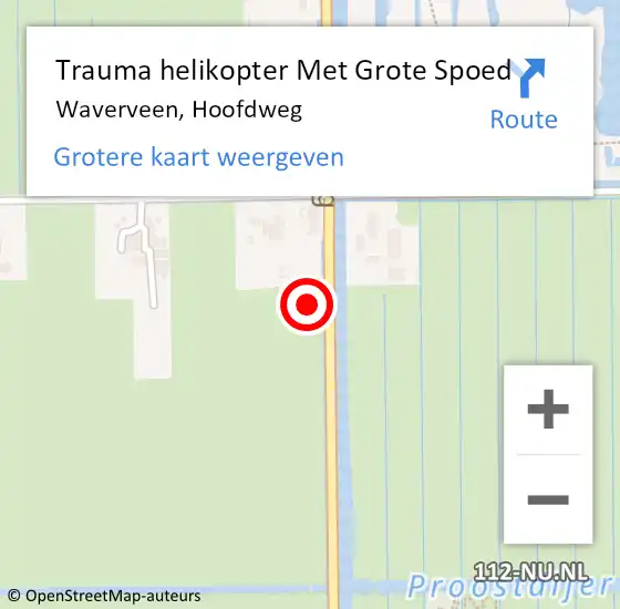 Locatie op kaart van de 112 melding: Trauma helikopter Met Grote Spoed Naar Waverveen, Hoofdweg op 17 februari 2023 15:05