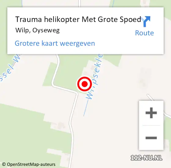 Locatie op kaart van de 112 melding: Trauma helikopter Met Grote Spoed Naar Wilp, Oyseweg op 17 februari 2023 15:08