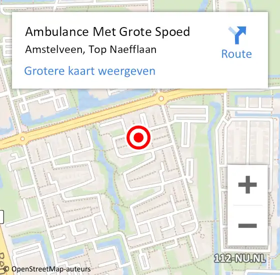 Locatie op kaart van de 112 melding: Ambulance Met Grote Spoed Naar Amstelveen, Top Naefflaan op 17 februari 2023 15:50