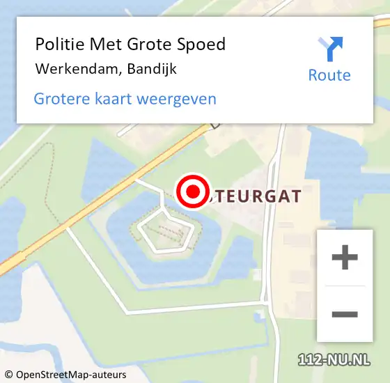 Locatie op kaart van de 112 melding: Politie Met Grote Spoed Naar Werkendam, Bandijk op 17 februari 2023 16:01