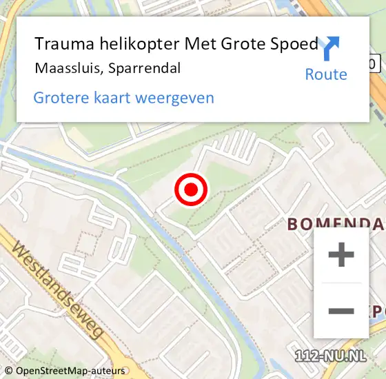 Locatie op kaart van de 112 melding: Trauma helikopter Met Grote Spoed Naar Maassluis, Sparrendal op 17 februari 2023 16:06