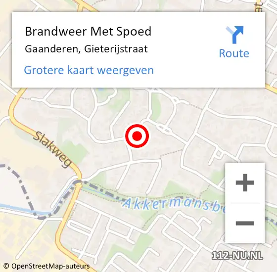 Locatie op kaart van de 112 melding: Brandweer Met Spoed Naar Gaanderen, Gieterijstraat op 17 februari 2023 17:10