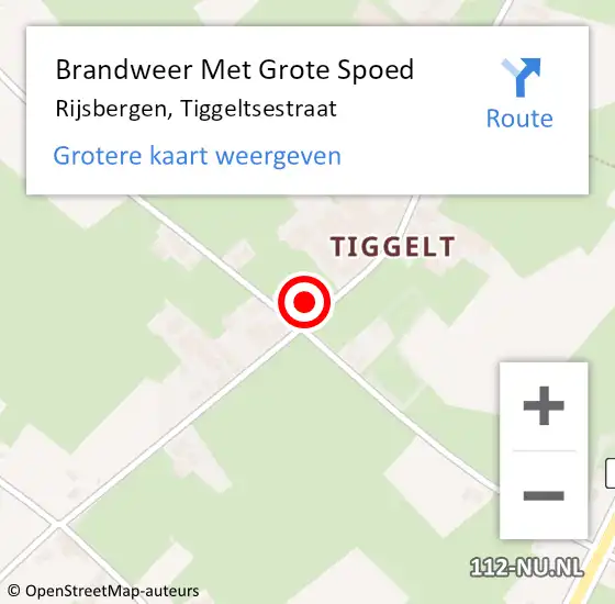 Locatie op kaart van de 112 melding: Brandweer Met Grote Spoed Naar Rijsbergen, Tiggeltsestraat op 17 februari 2023 17:12