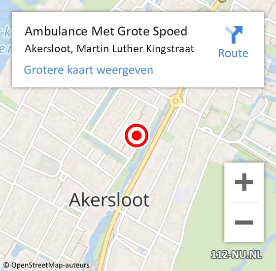 Locatie op kaart van de 112 melding: Ambulance Met Grote Spoed Naar Akersloot, Martin Luther Kingstraat op 17 februari 2023 17:36