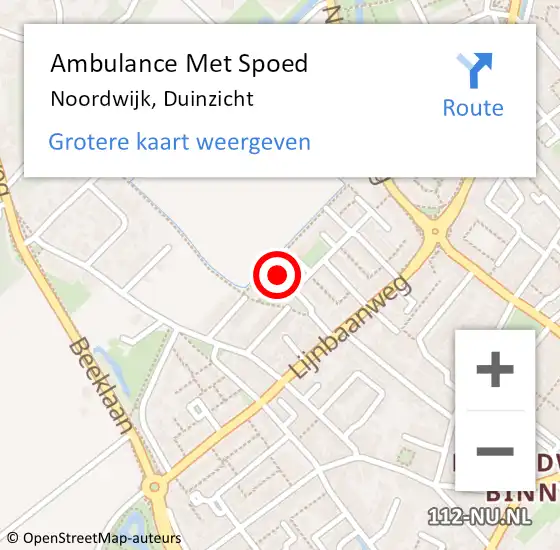 Locatie op kaart van de 112 melding: Ambulance Met Spoed Naar Noordwijk, Duinzicht op 17 februari 2023 17:55