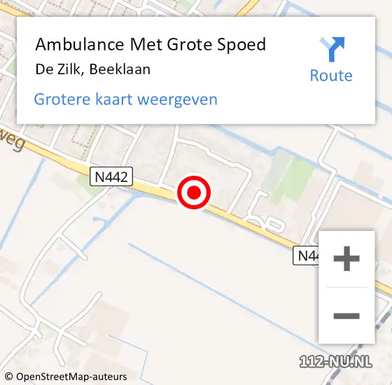 Locatie op kaart van de 112 melding: Ambulance Met Grote Spoed Naar De Zilk, Beeklaan op 17 februari 2023 17:58