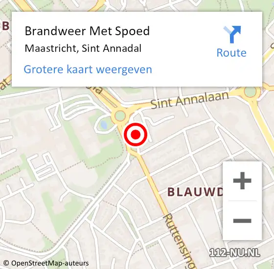 Locatie op kaart van de 112 melding: Brandweer Met Spoed Naar Maastricht, Sint Annadal op 17 februari 2023 18:30