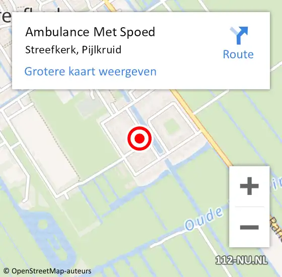 Locatie op kaart van de 112 melding: Ambulance Met Spoed Naar Streefkerk, Pijlkruid op 17 februari 2023 18:48