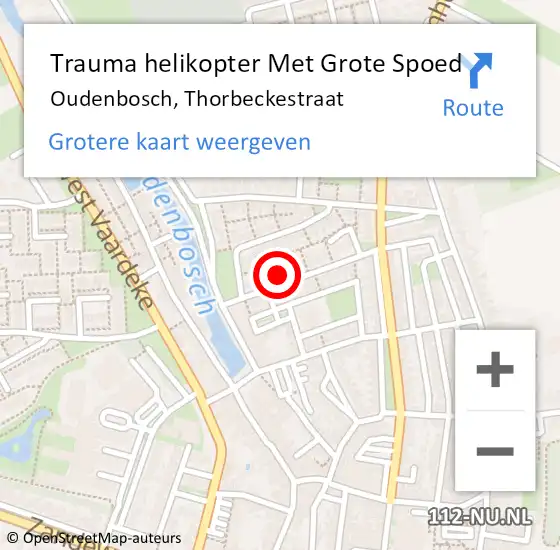 Locatie op kaart van de 112 melding: Trauma helikopter Met Grote Spoed Naar Oudenbosch, Thorbeckestraat op 17 februari 2023 18:50