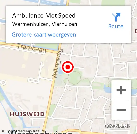 Locatie op kaart van de 112 melding: Ambulance Met Spoed Naar Warmenhuizen, Vierhuizen op 17 februari 2023 18:55