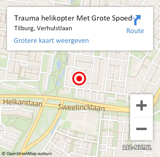 Locatie op kaart van de 112 melding: Trauma helikopter Met Grote Spoed Naar Tilburg, Verhulstlaan op 17 februari 2023 19:12