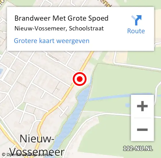 Locatie op kaart van de 112 melding: Brandweer Met Grote Spoed Naar Nieuw-Vossemeer, Schoolstraat op 17 februari 2023 19:21