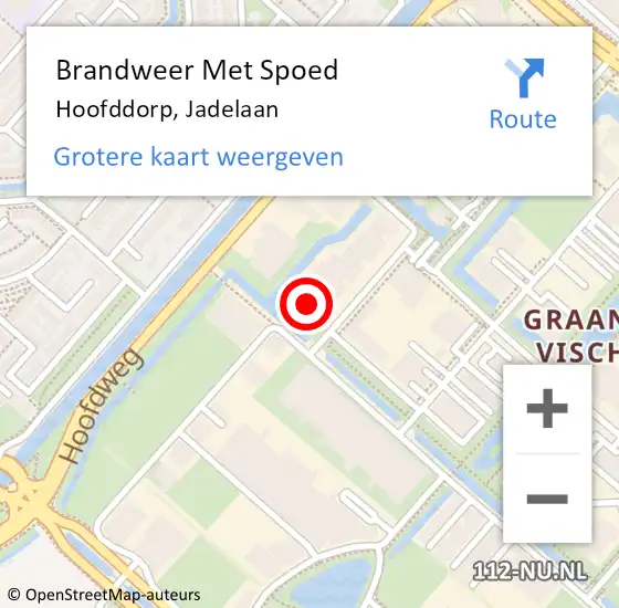 Locatie op kaart van de 112 melding: Brandweer Met Spoed Naar Hoofddorp, Jadelaan op 17 februari 2023 19:26