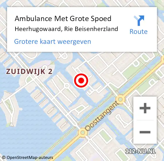 Locatie op kaart van de 112 melding: Ambulance Met Grote Spoed Naar Heerhugowaard, Rie Beisenherzland op 17 februari 2023 19:29