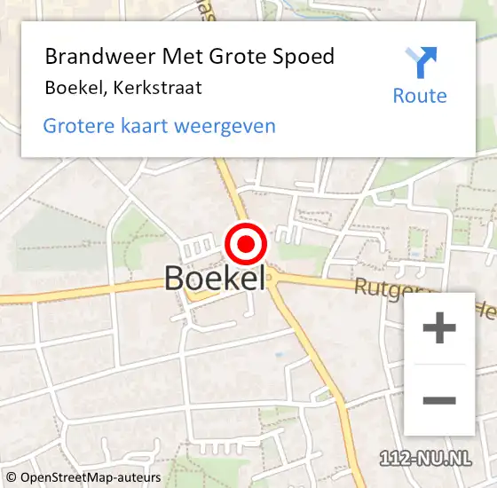 Locatie op kaart van de 112 melding: Brandweer Met Grote Spoed Naar Boekel, Kerkstraat op 17 februari 2023 20:04