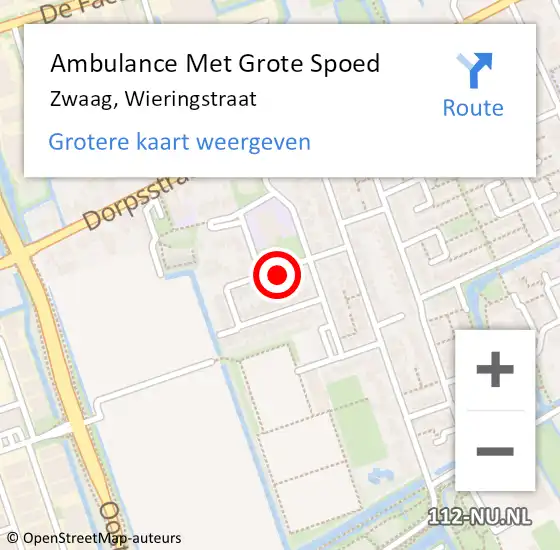 Locatie op kaart van de 112 melding: Ambulance Met Grote Spoed Naar Zwaag, Wieringstraat op 17 februari 2023 20:05