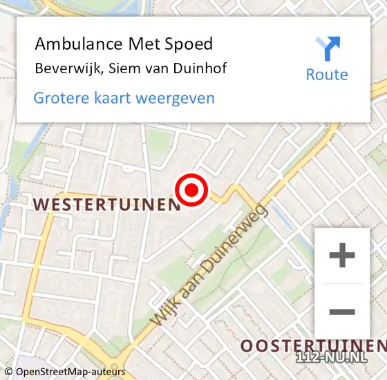 Locatie op kaart van de 112 melding: Ambulance Met Spoed Naar Beverwijk, Siem van Duinhof op 17 februari 2023 20:11