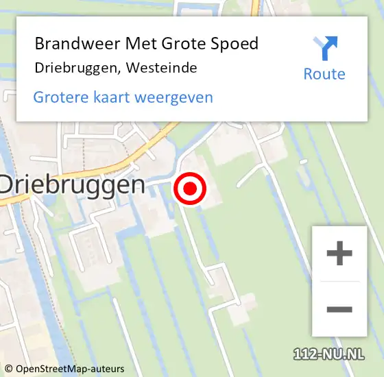 Locatie op kaart van de 112 melding: Brandweer Met Grote Spoed Naar Driebruggen, Westeinde op 17 februari 2023 20:14