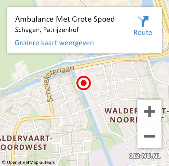 Locatie op kaart van de 112 melding: Ambulance Met Grote Spoed Naar Schagen, Patrijzenhof op 17 februari 2023 20:21