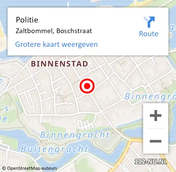 Locatie op kaart van de 112 melding: Politie Zaltbommel, Boschstraat op 17 februari 2023 20:28