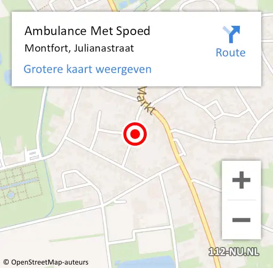 Locatie op kaart van de 112 melding: Ambulance Met Spoed Naar Montfort, Julianastraat op 17 februari 2023 20:41