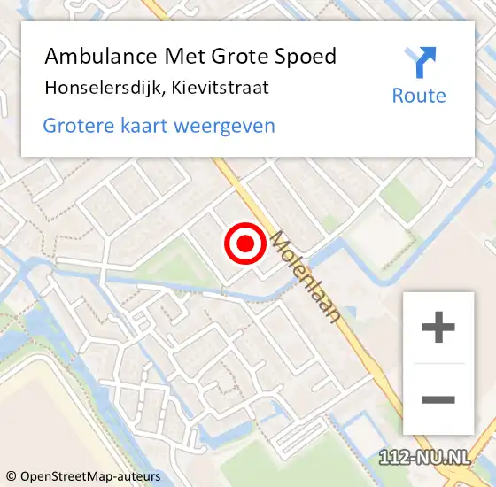 Locatie op kaart van de 112 melding: Ambulance Met Grote Spoed Naar Honselersdijk, Kievitstraat op 17 februari 2023 20:53