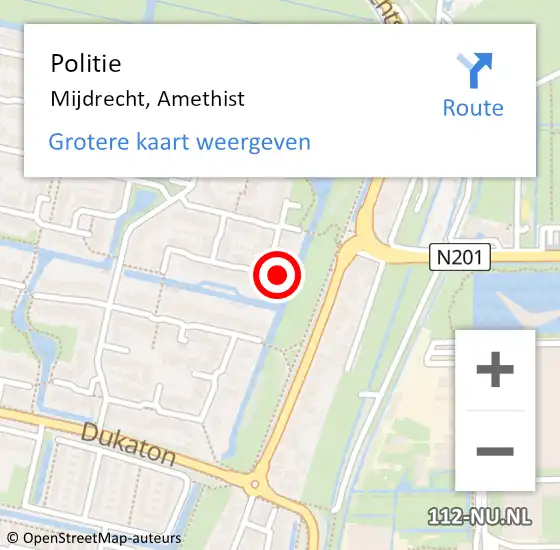 Locatie op kaart van de 112 melding: Politie Mijdrecht, Amethist op 17 februari 2023 21:13