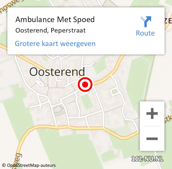 Locatie op kaart van de 112 melding: Ambulance Met Spoed Naar Oosterend, Peperstraat op 17 februari 2023 21:13