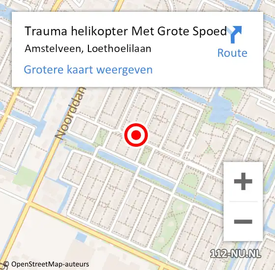 Locatie op kaart van de 112 melding: Trauma helikopter Met Grote Spoed Naar Amstelveen, Loethoelilaan op 17 februari 2023 21:13