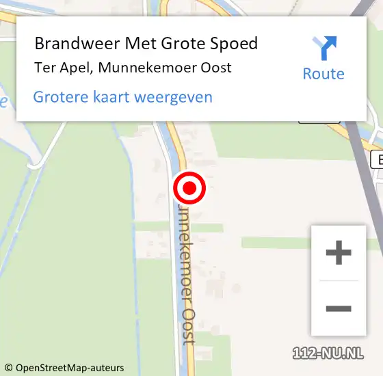 Locatie op kaart van de 112 melding: Brandweer Met Grote Spoed Naar Ter Apel, Munnekemoer Oost op 17 februari 2023 21:32