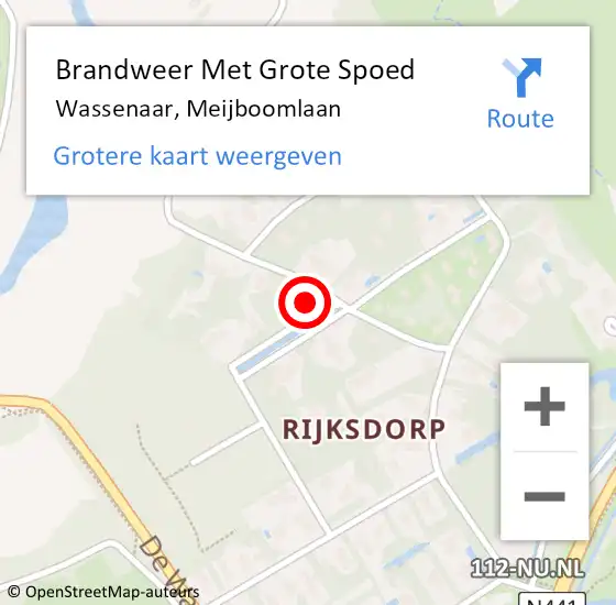 Locatie op kaart van de 112 melding: Brandweer Met Grote Spoed Naar Wassenaar, Meijboomlaan op 17 februari 2023 21:32