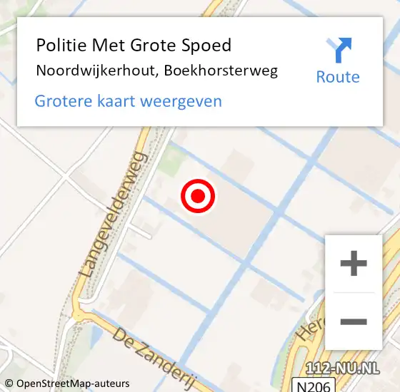 Locatie op kaart van de 112 melding: Politie Met Grote Spoed Naar Noordwijkerhout, Boekhorsterweg op 17 februari 2023 21:32