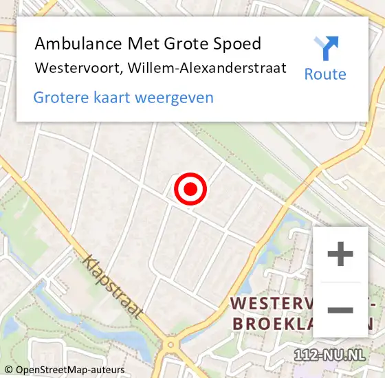 Locatie op kaart van de 112 melding: Ambulance Met Grote Spoed Naar Westervoort, Willem-Alexanderstraat op 17 februari 2023 21:34