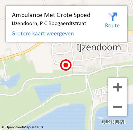 Locatie op kaart van de 112 melding: Ambulance Met Grote Spoed Naar IJzendoorn, P C Boogaerdtstraat op 17 februari 2023 21:38