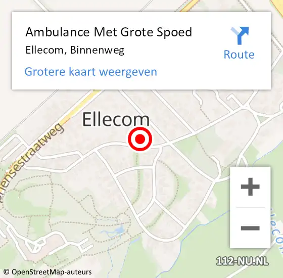 Locatie op kaart van de 112 melding: Ambulance Met Grote Spoed Naar Ellecom, Binnenweg op 17 februari 2023 21:51