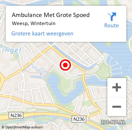 Locatie op kaart van de 112 melding: Ambulance Met Grote Spoed Naar Weesp, Wintertuin op 17 februari 2023 22:17