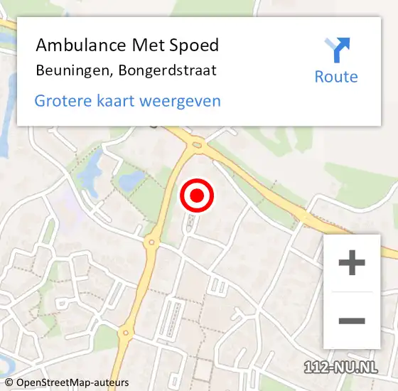 Locatie op kaart van de 112 melding: Ambulance Met Spoed Naar Beuningen, Bongerdstraat op 17 februari 2023 22:23