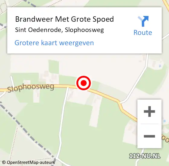 Locatie op kaart van de 112 melding: Brandweer Met Grote Spoed Naar Sint Oedenrode, Slophoosweg op 17 februari 2023 22:34