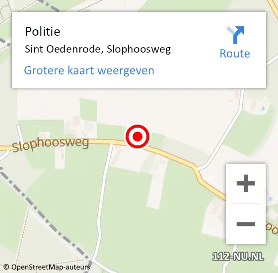 Locatie op kaart van de 112 melding: Politie Sint Oedenrode, Slophoosweg op 17 februari 2023 22:35