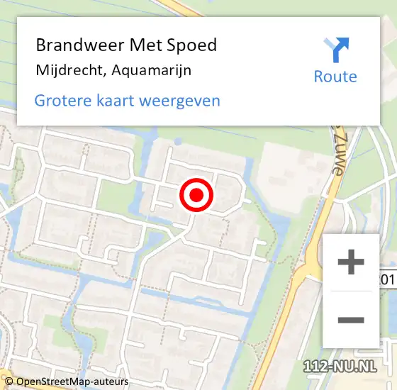 Locatie op kaart van de 112 melding: Brandweer Met Spoed Naar Mijdrecht, Aquamarijn op 17 februari 2023 22:38