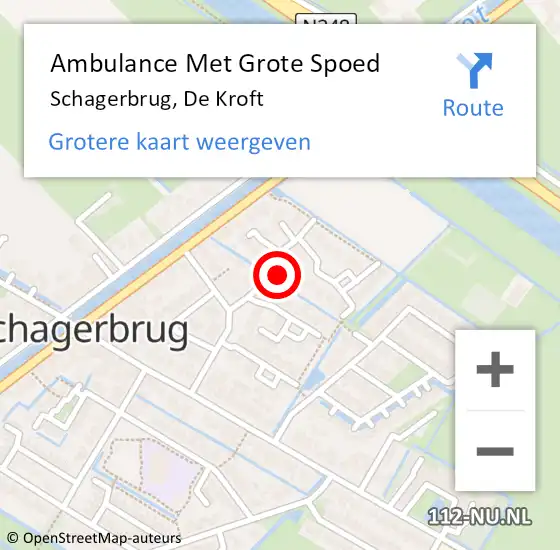 Locatie op kaart van de 112 melding: Ambulance Met Grote Spoed Naar Schagerbrug, De Kroft op 17 februari 2023 22:40