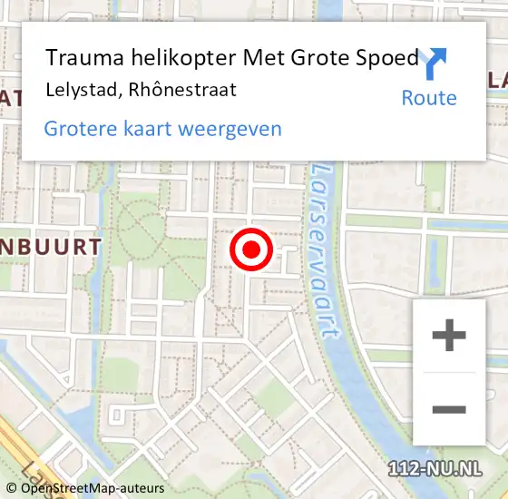 Locatie op kaart van de 112 melding: Trauma helikopter Met Grote Spoed Naar Lelystad, Rhônestraat op 17 februari 2023 22:45