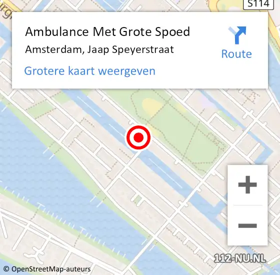 Locatie op kaart van de 112 melding: Ambulance Met Grote Spoed Naar Amsterdam, Jaap Speyerstraat op 17 februari 2023 22:54